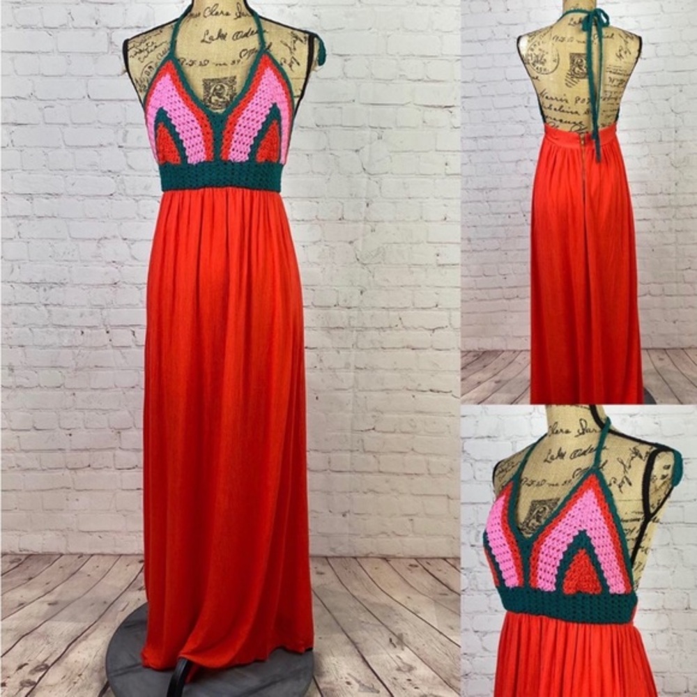 Gianni Bini Crochet Crinkly Cami  Maxi